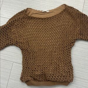 Zara open knit lined body brown open knit sweater top M